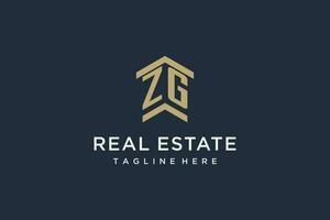 Initial ZG logo for real estate with simple and creative house roof icon logo design ideas vector