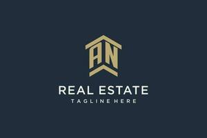 Initial AN logo for real estate with simple and creative house roof icon logo design ideas vector