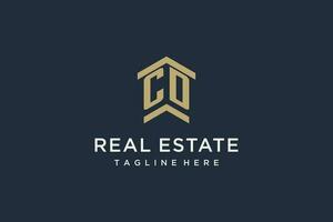 Initial CD logo for real estate with simple and creative house roof icon logo design ideas vector