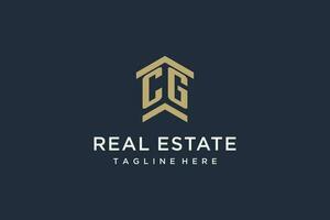 Initial CG logo for real estate with simple and creative house roof icon logo design ideas vector