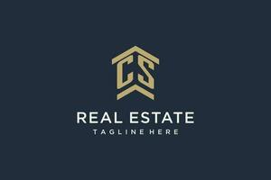 Initial CS logo for real estate with simple and creative house roof icon logo design ideas vector