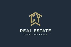 Initial CY logo for real estate with simple and creative house roof icon logo design ideas vector