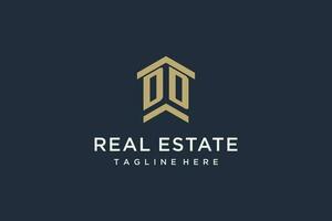 Initial DD logo for real estate with simple and creative house roof icon logo design ideas vector