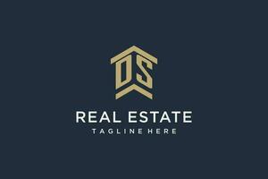 Initial DS logo for real estate with simple and creative house roof icon logo design ideas vector