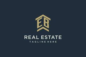 Initial EB logo for real estate with simple and creative house roof icon logo design ideas vector