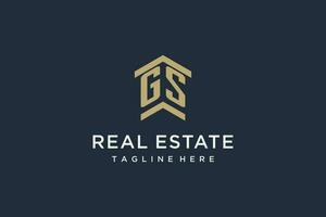 Initial GS logo for real estate with simple and creative house roof icon logo design ideas vector