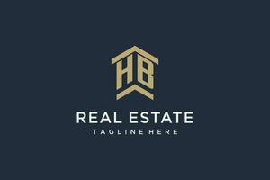 Initial HB logo for real estate with simple and creative house roof icon logo design ideas vector