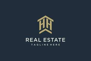 Initial HH logo for real estate with simple and creative house roof icon logo design ideas vector
