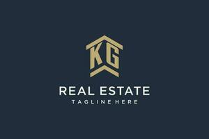 Initial KG logo for real estate with simple and creative house roof icon logo design ideas vector