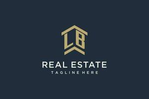 Initial LB logo for real estate with simple and creative house roof icon logo design ideas vector