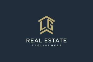 Initial LG logo for real estate with simple and creative house roof icon logo design ideas vector