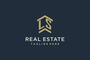 Initial LS logo for real estate with simple and creative house roof icon logo design ideas vector