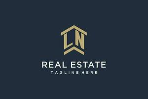 Initial LN logo for real estate with simple and creative house roof icon logo design ideas vector