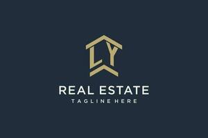 Initial LY logo for real estate with simple and creative house roof icon logo design ideas vector