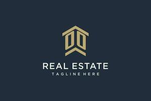 Initial OO logo for real estate with simple and creative house roof icon logo design ideas vector