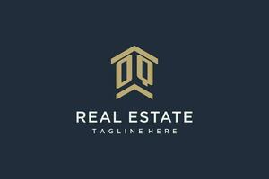 Initial OQ logo for real estate with simple and creative house roof icon logo design ideas vector