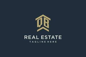 Initial QB logo for real estate with simple and creative house roof icon logo design ideas vector