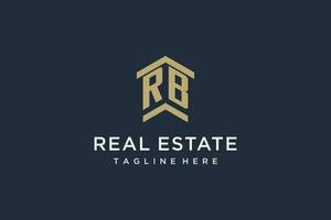Initial RB logo for real estate with simple and creative house roof icon logo design ideas vector