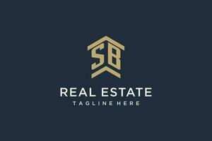 Initial SB logo for real estate with simple and creative house roof icon logo design ideas vector