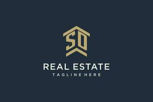 Initial SD logo for real estate with simple and creative house roof icon logo design ideas vector