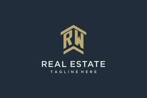 Initial RW logo for real estate with simple and creative house roof icon logo design ideas vector