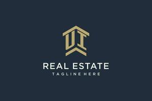 Initial UI logo for real estate with simple and creative house roof icon logo design ideas vector