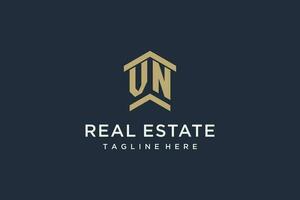 Initial VN logo for real estate with simple and creative house roof icon logo design ideas vector