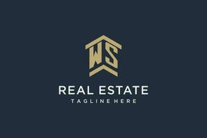 Initial WS logo for real estate with simple and creative house roof icon logo design ideas vector