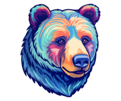 Colorful Bear Head Logo, Bear face Sticker, Pastel cute colors png