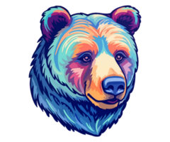 vistoso oso cabeza logo, oso cara pegatina, pastel linda colores png