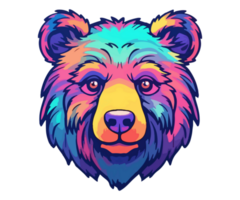 Colorful Bear Head Logo, Bear face Sticker, Pastel cute colors png