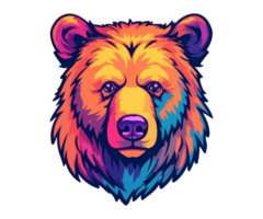 colorato orso testa logo, orso viso etichetta, pastello carino colori png