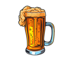 Beer in glass mug with foam png