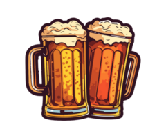 Beer in glass mug with foam png