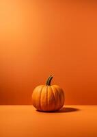 orange pumpkin on orange background, generative ai. photo