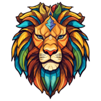 Lion tête logo mascotte faune animal illustration, génératif ai. png