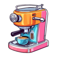 Colorful espresso machine Logo, coffee machine art Sticker, Pastel cute colors, illustration of coffee maker, colorful simple cartoon style, generative ai. png
