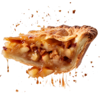 Piece of tasty homemade apple pie, generative ai. png