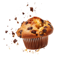 Delicious chocolate muffin on transparent background, generative ai. png