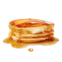 Pancakes with maple syrup isolated on a transparent background background. Breakfast, snacks. Pancakes Day, generative ai. png