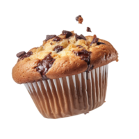 Delicious chocolate muffin on transparent background, generative ai. png