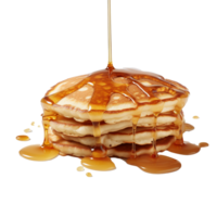 Pancakes with maple syrup isolated on a transparent background background. Breakfast, snacks. Pancakes Day, generative ai. png