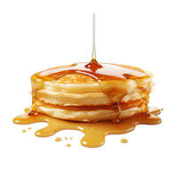 Pancakes with maple syrup isolated on a transparent background background. Breakfast, snacks. Pancakes Day, generative ai. png