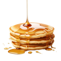 Pancakes with maple syrup isolated on a transparent background background. Breakfast, snacks. Pancakes Day, generative ai. png