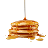 Pancakes with maple syrup isolated on a transparent background background. Breakfast, snacks. Pancakes Day, generative ai. png