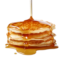 Pancakes with maple syrup isolated on a transparent background background. Breakfast, snacks. Pancakes Day, generative ai. png