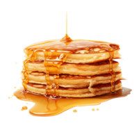 Pancakes with maple syrup isolated on a transparent background background. Breakfast, snacks. Pancakes Day, generative ai. png