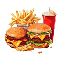 hamburgare ostburgare snabb mat png, ClipArt, amerikan mat, frukost, frukost smörgås, generativ ai. png