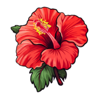 Watercolor hibiscus flower, tropical hibiscus flower, hibiscus Sticker, generative ai. png