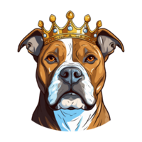 King pit bull , Dog Lover, pit bull dog wearing crown mascot, generative ai. png